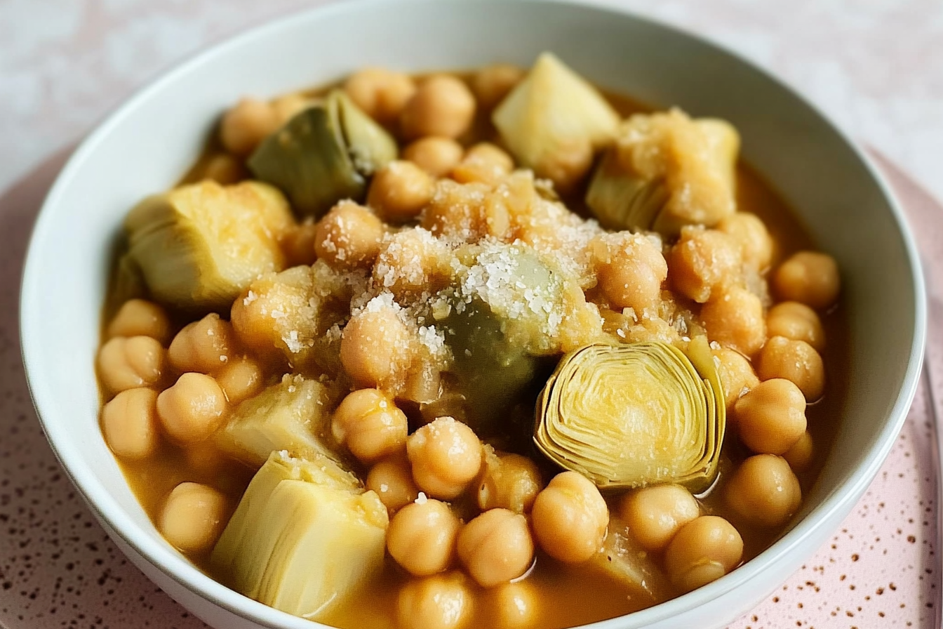 Garbanzos aux artichauts en sauce