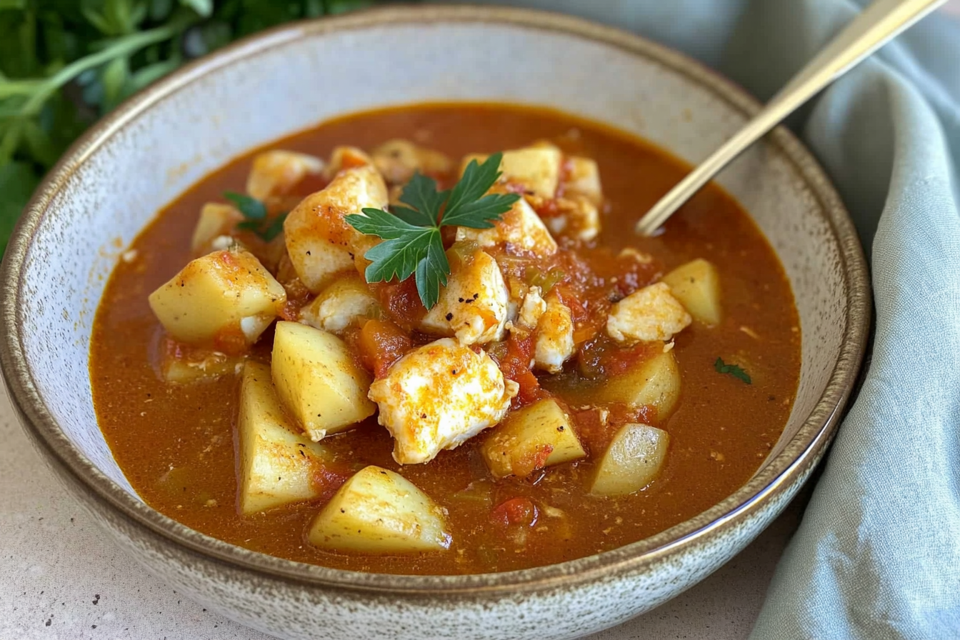 Guiso de pommes de terre merluza