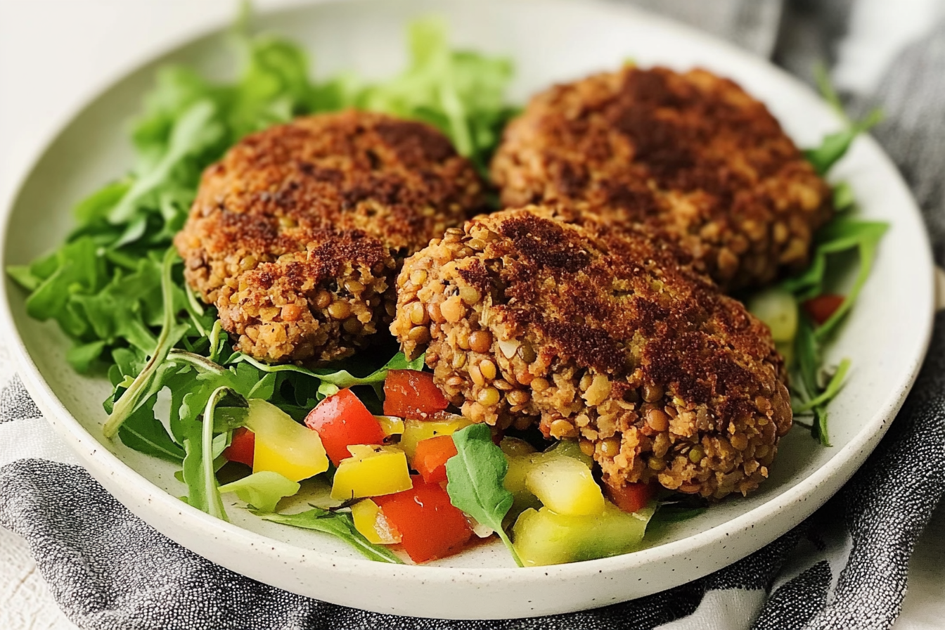 Hamburgers de lentilles et poivron