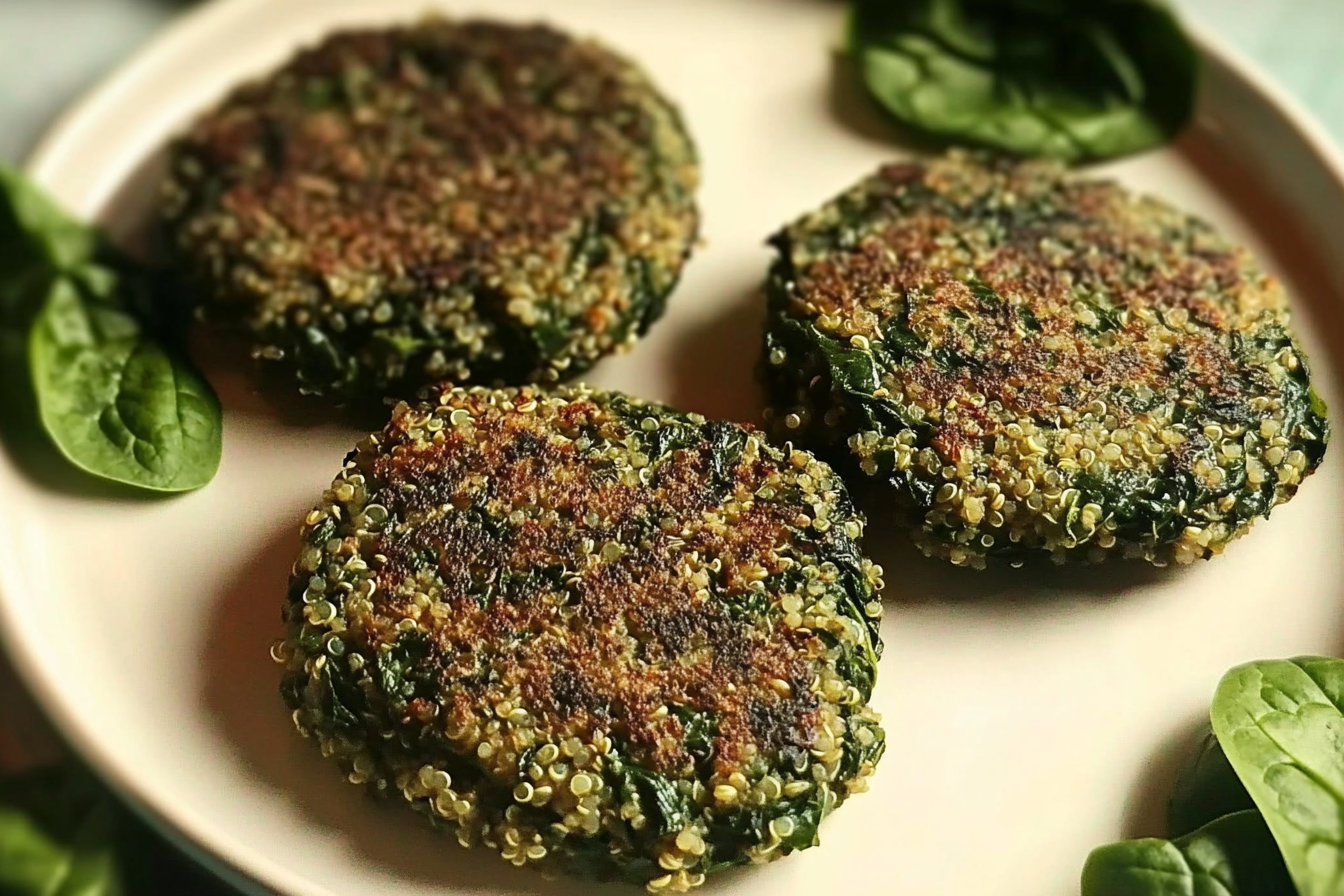 Hamburgers de quinoa et épinards