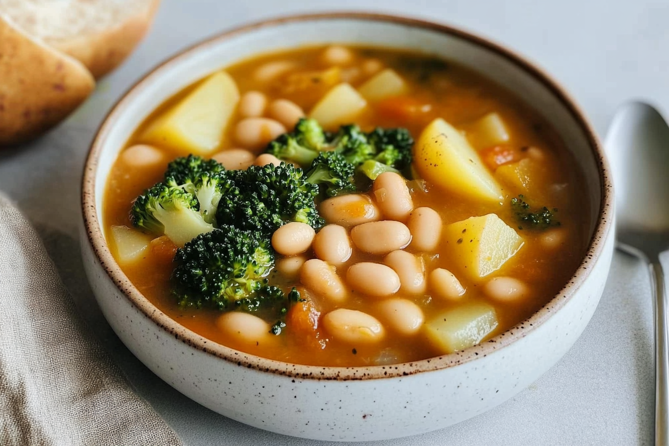 Judias blanches, pommes de terre et brocoli