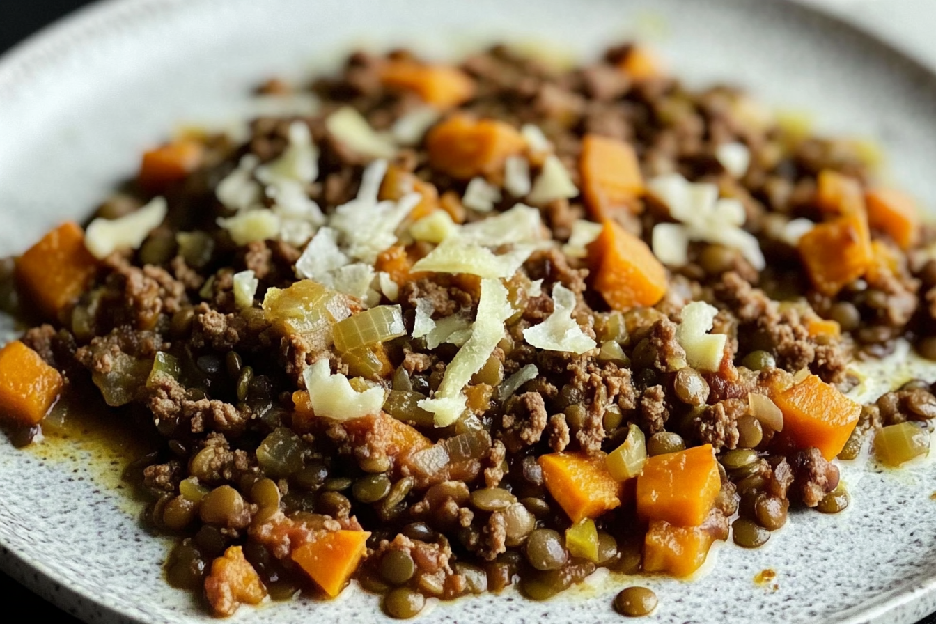 Lentilles à la courge et viande