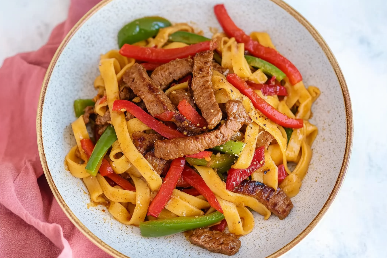 Nouilles de bœuf aux poivrons