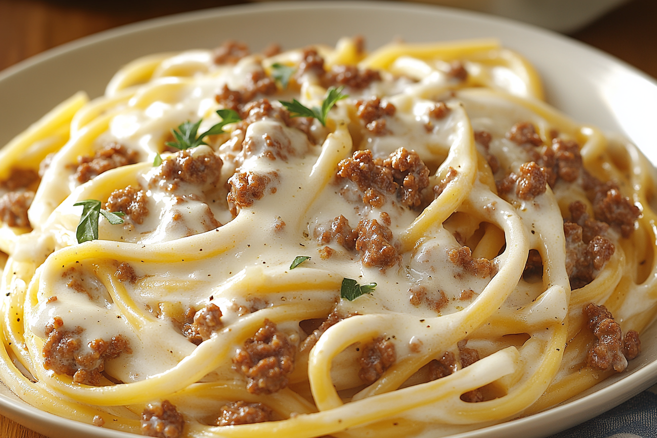 Pâtes à l'Alfredo au boeuf