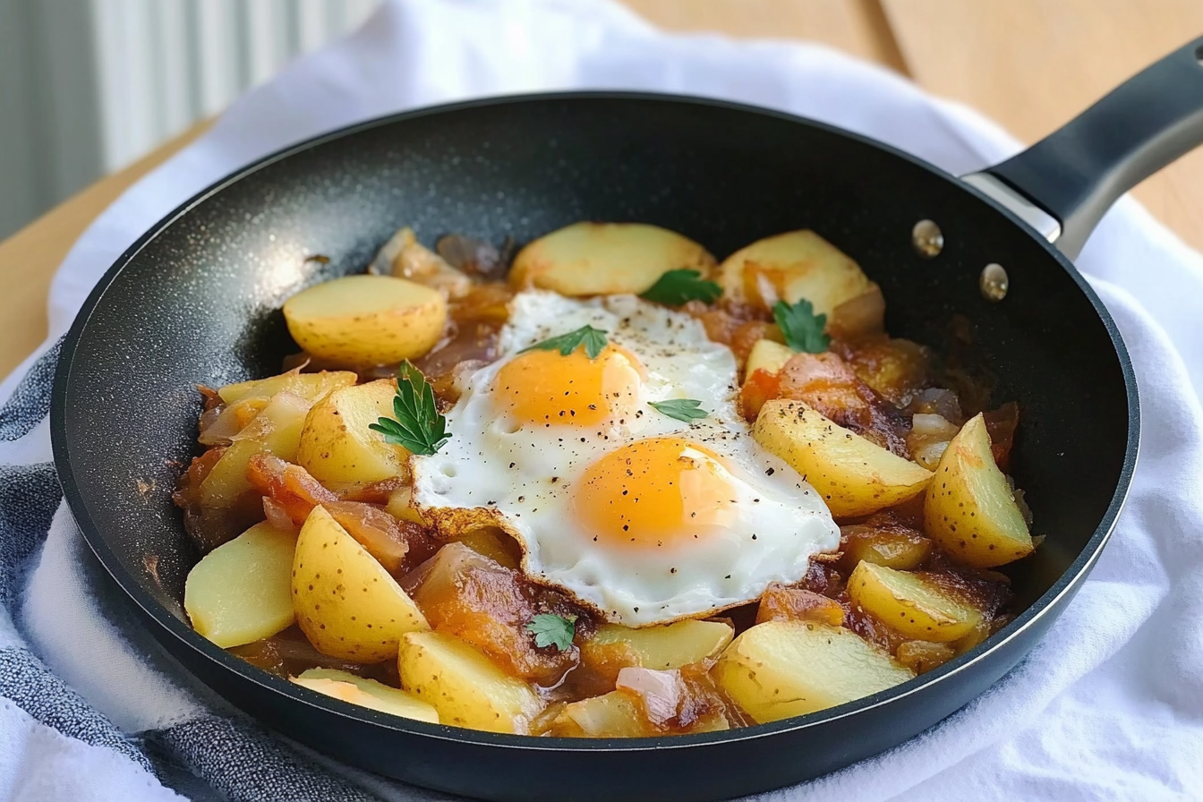 Poêlée de pommes de terre et œufs