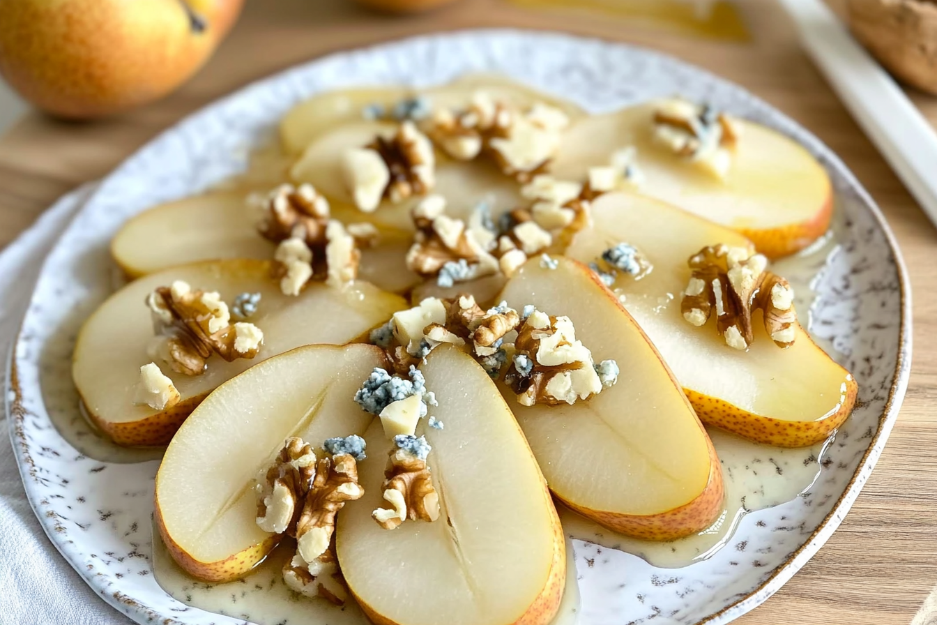 Poires au fromage bleu et miel