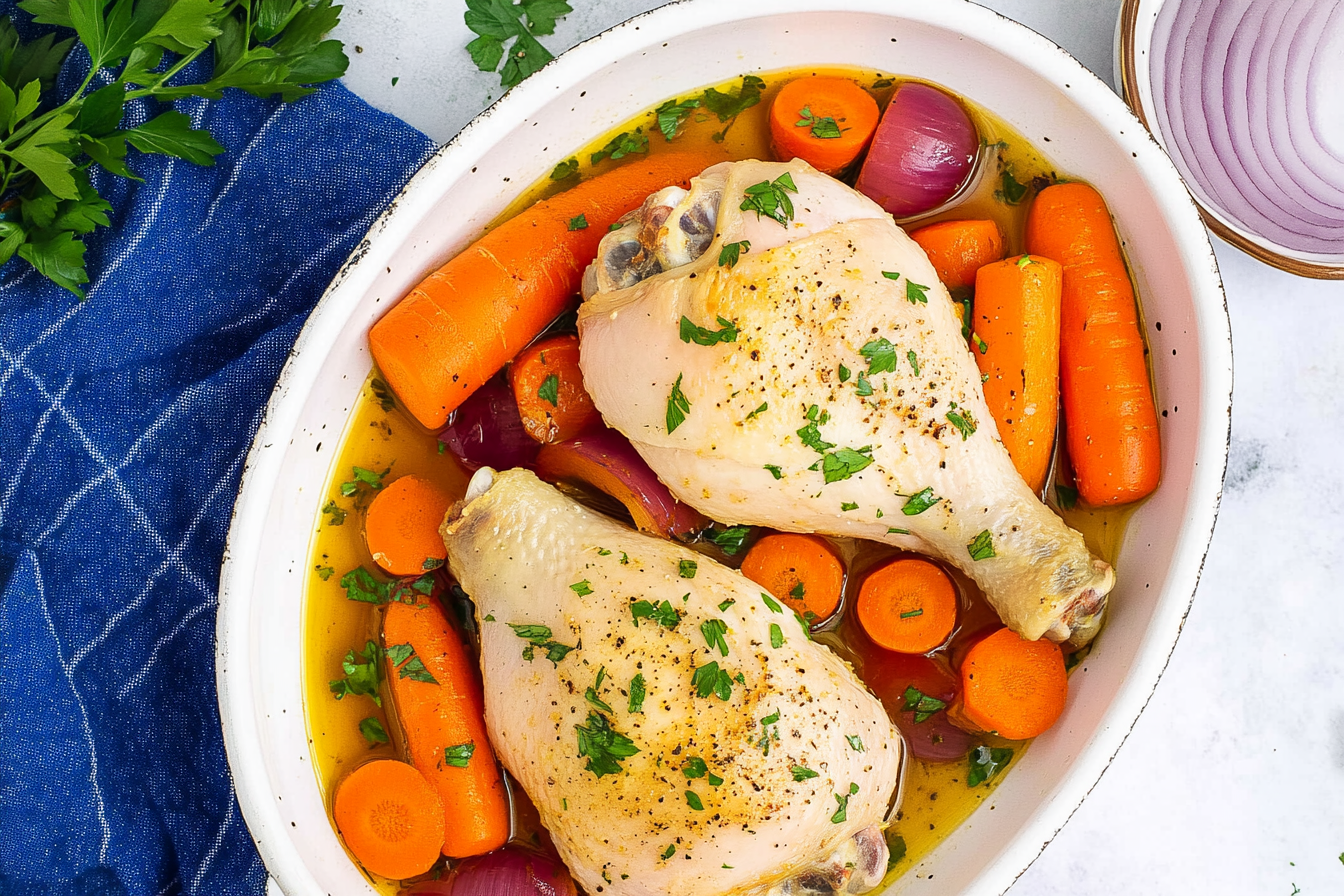Poulet au four avec carottes