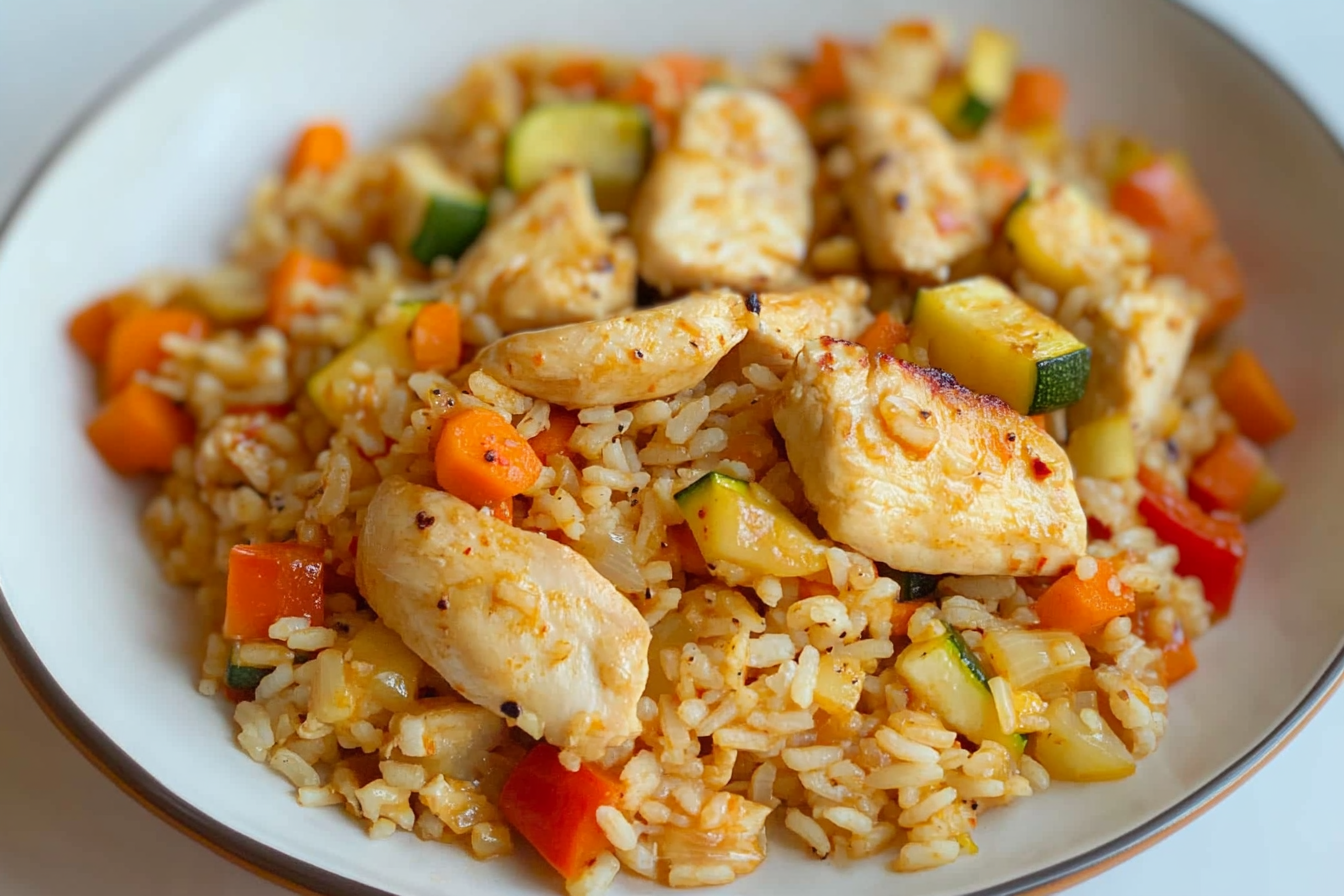 Riz au poulet et légumes
