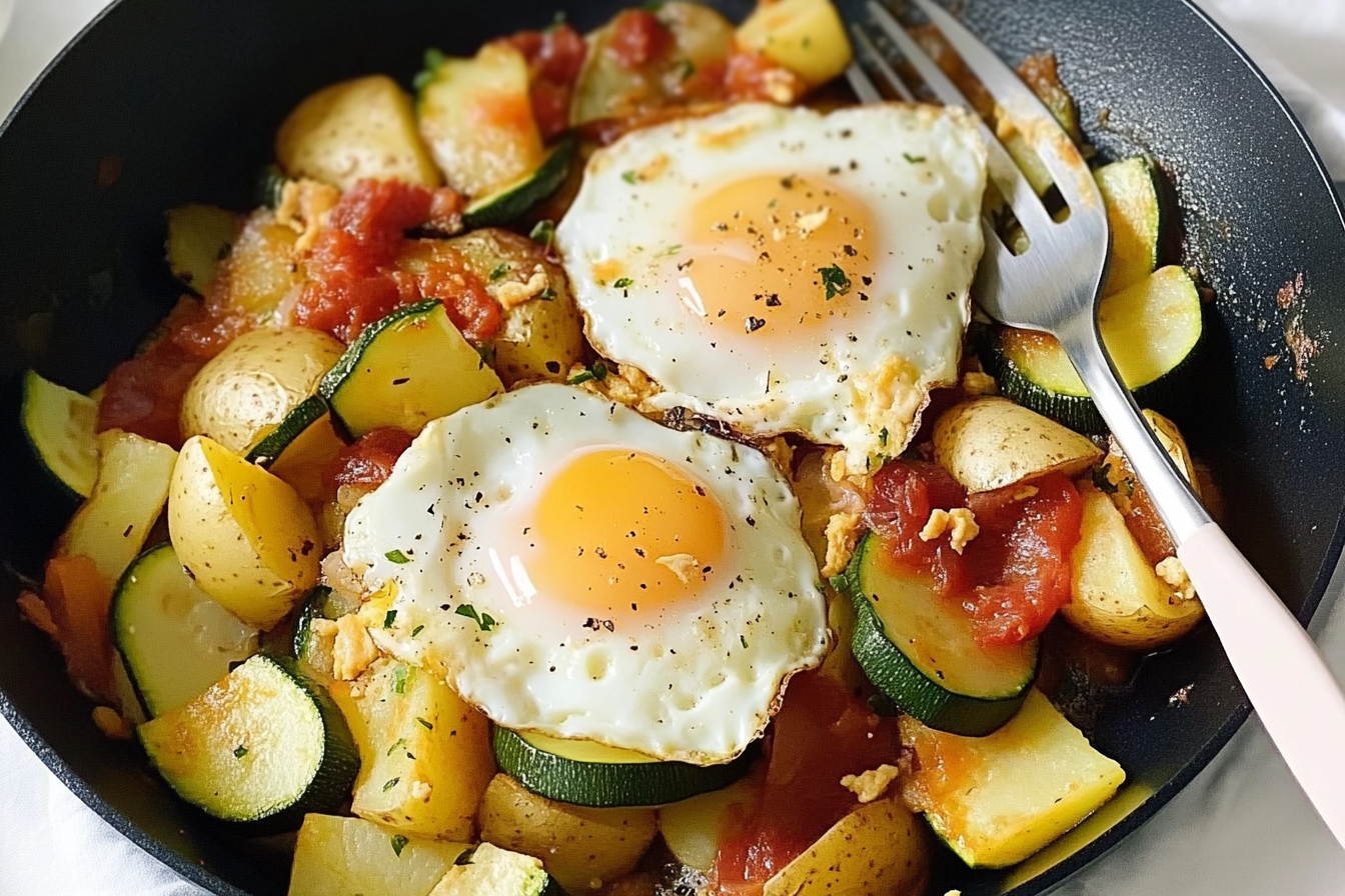 Sartén de huevos au zucchini