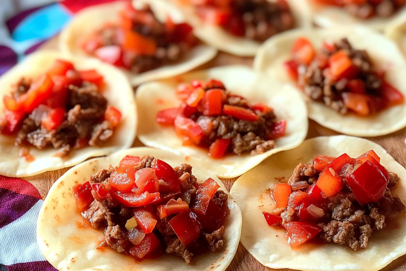 Tacos de carne et pimiento