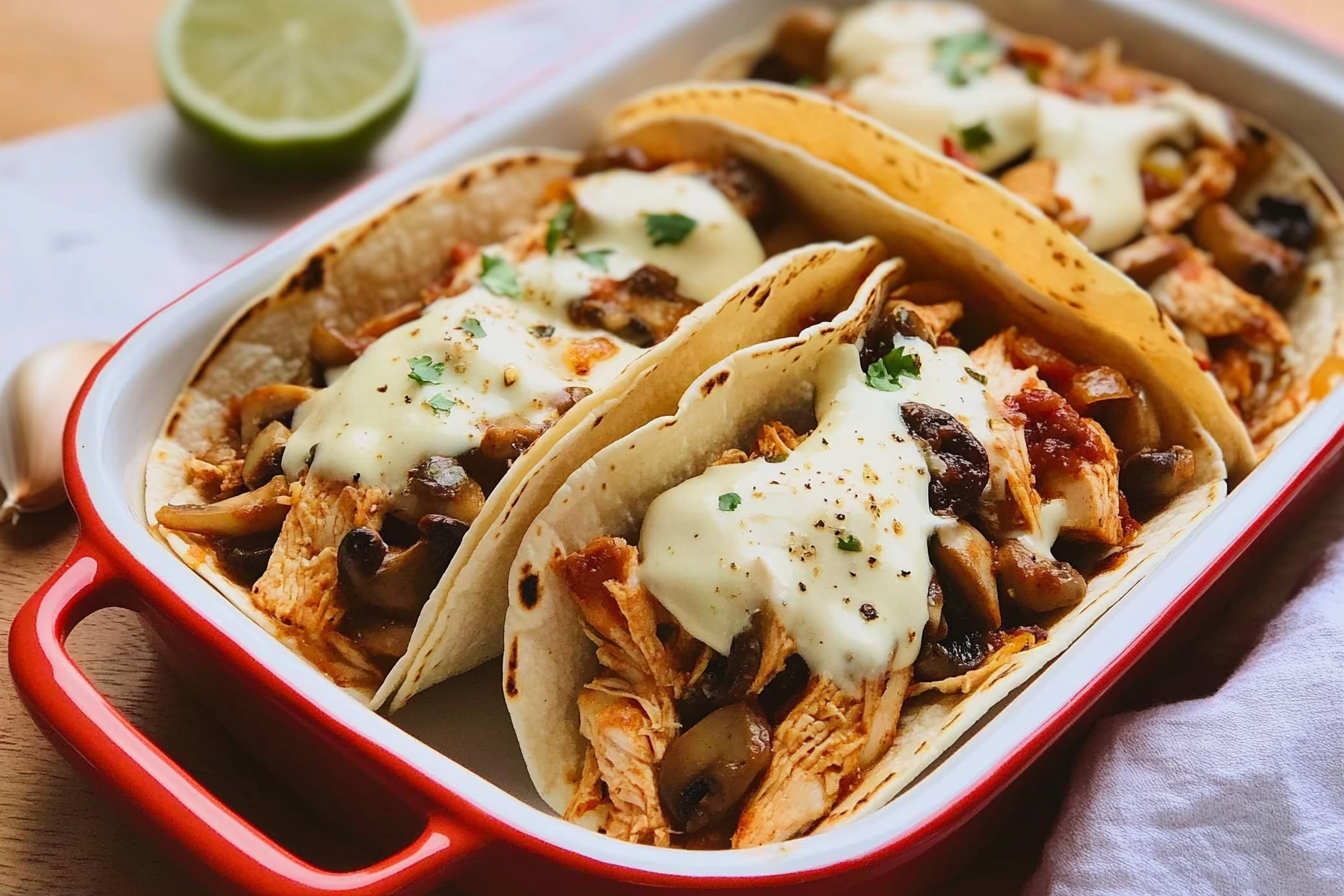 Tacos de poulet aux champignons
