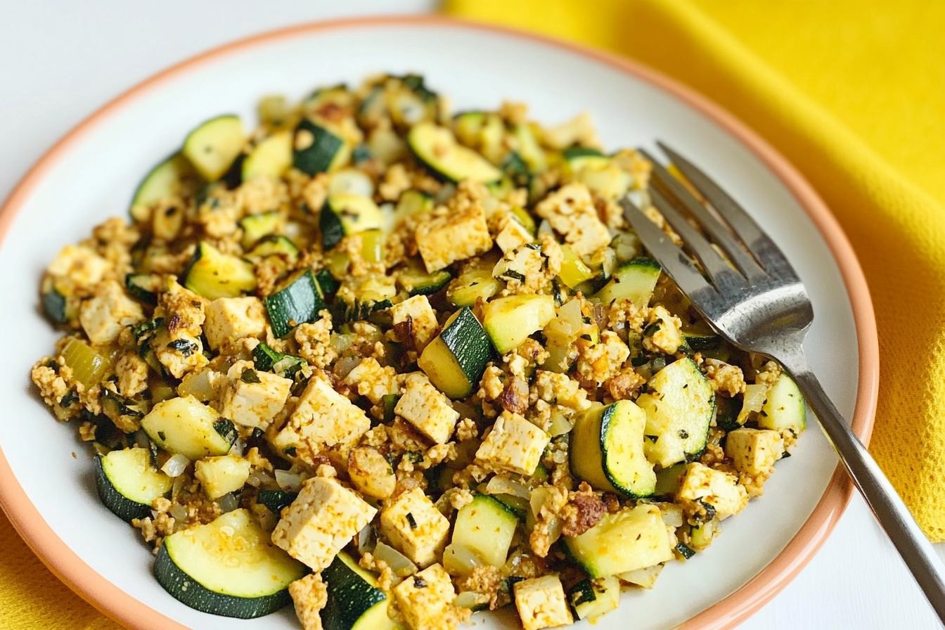 Tofu et courgettes brouillés
