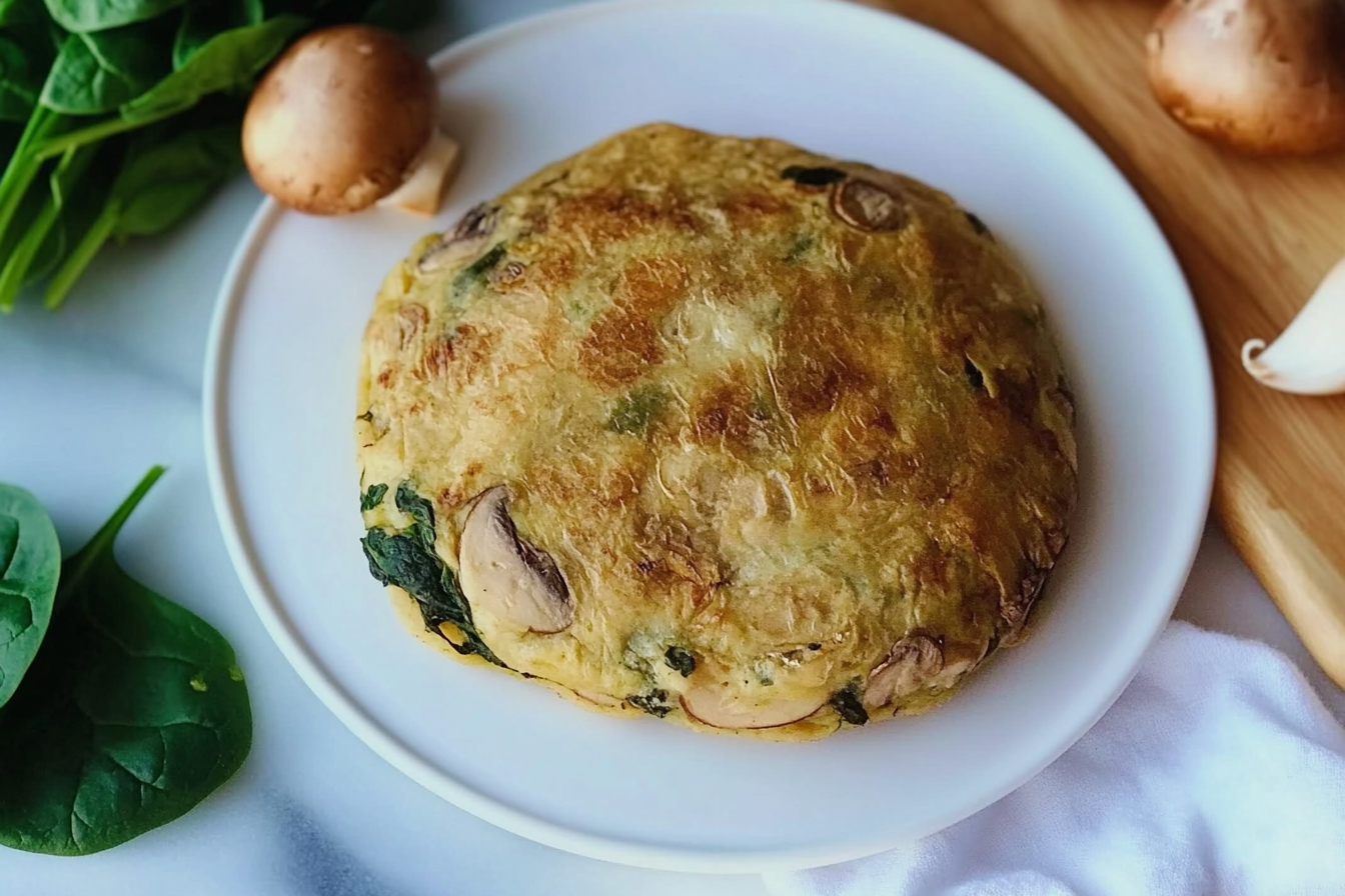 Tortilla de champignons et épinards