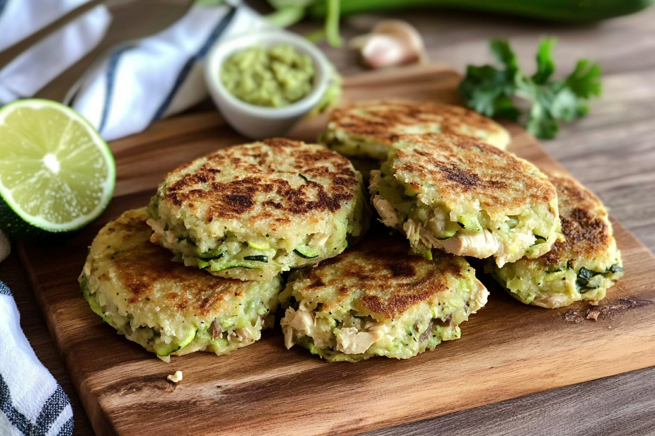 Arepas de courgette au poulet