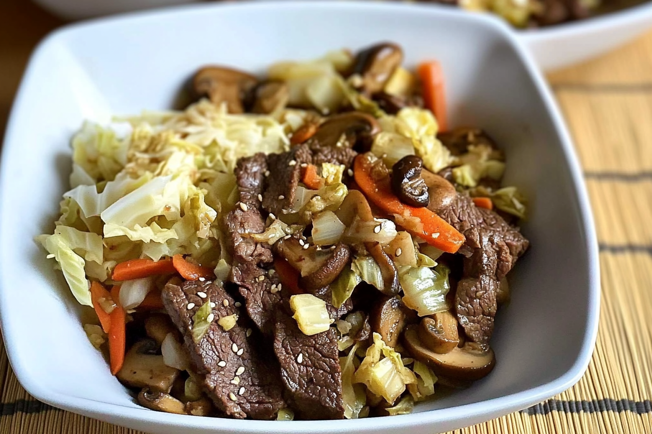 Bowl de bœuf et champignons