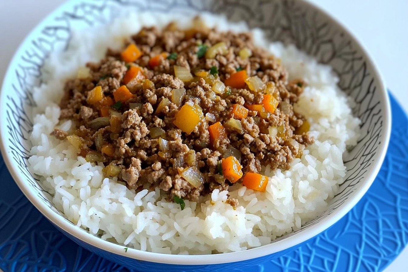 Bowl de viande hachée et légumes