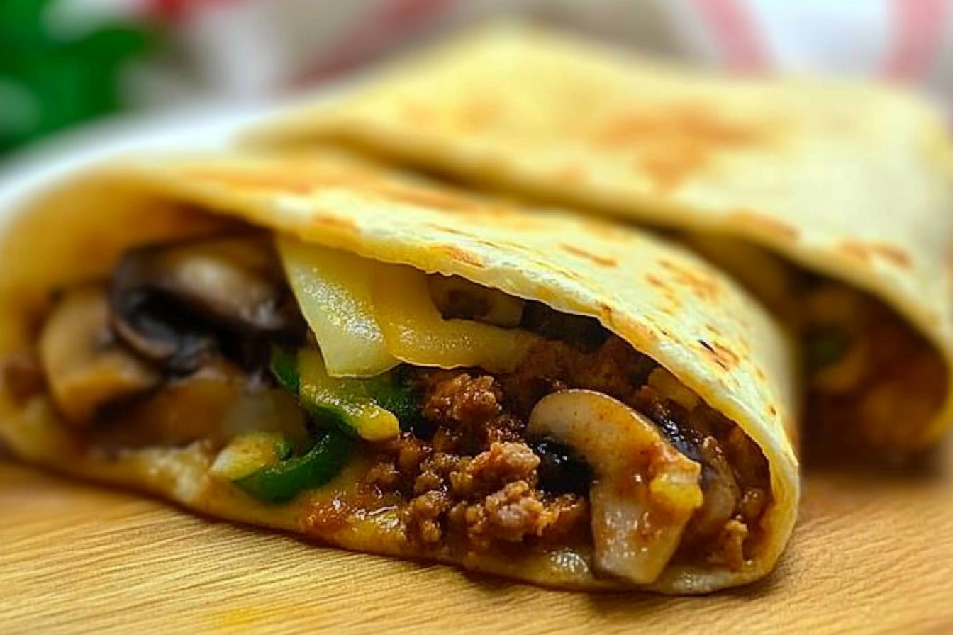 Burritos viande hachée champignons