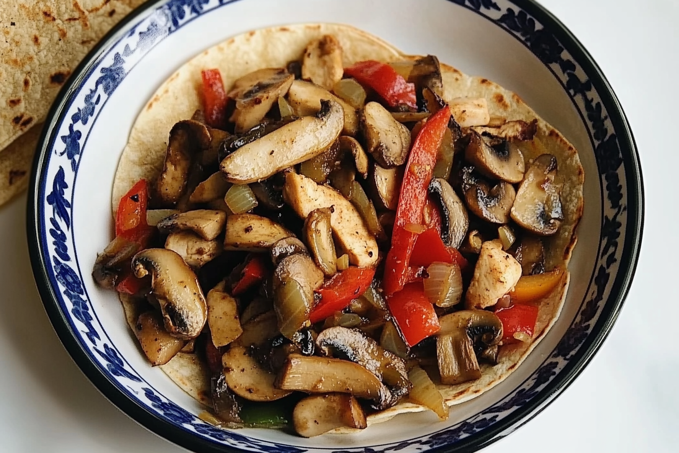 Fajitas de poulet et champignons