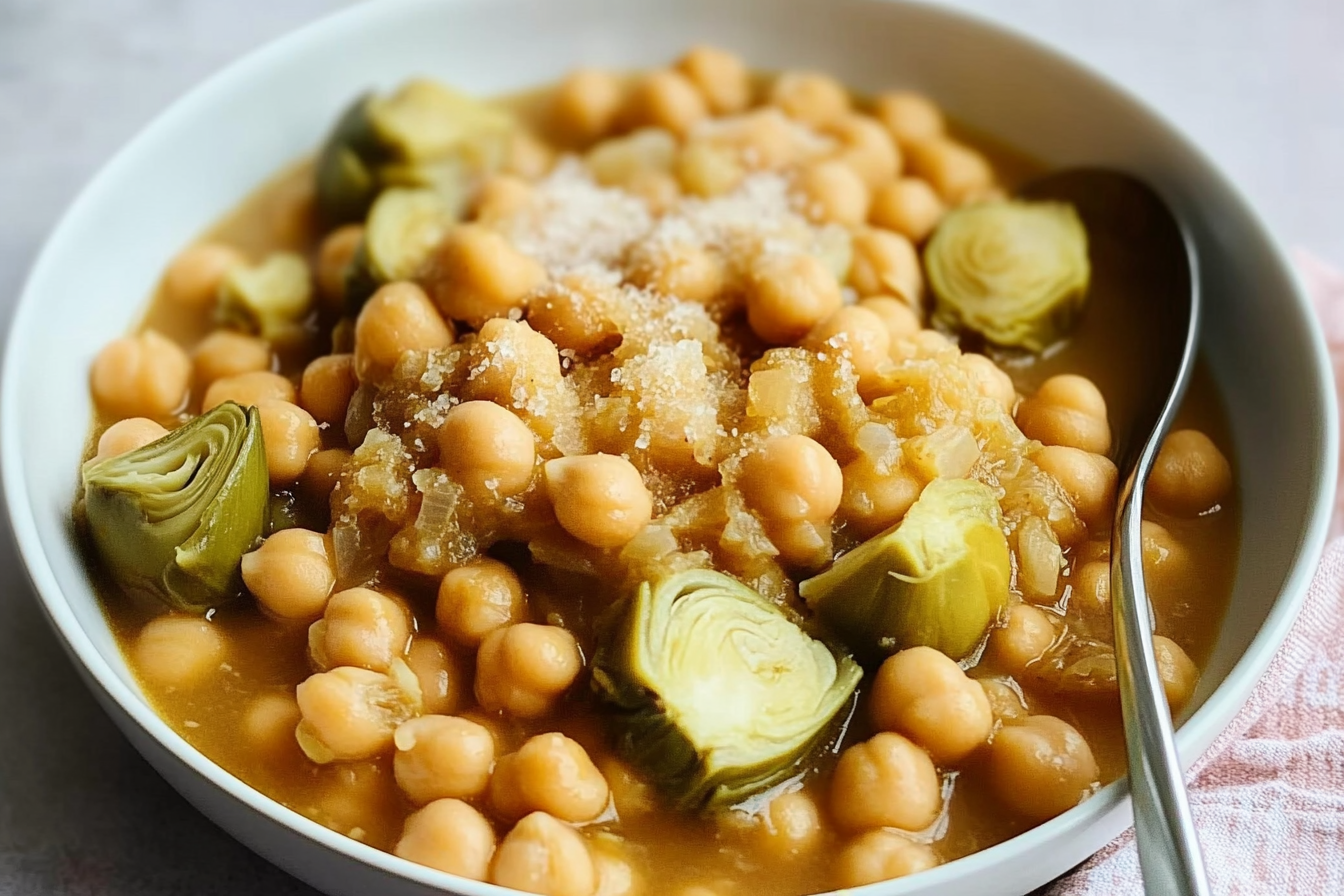 Garbanzos aux artichauts en sauce
