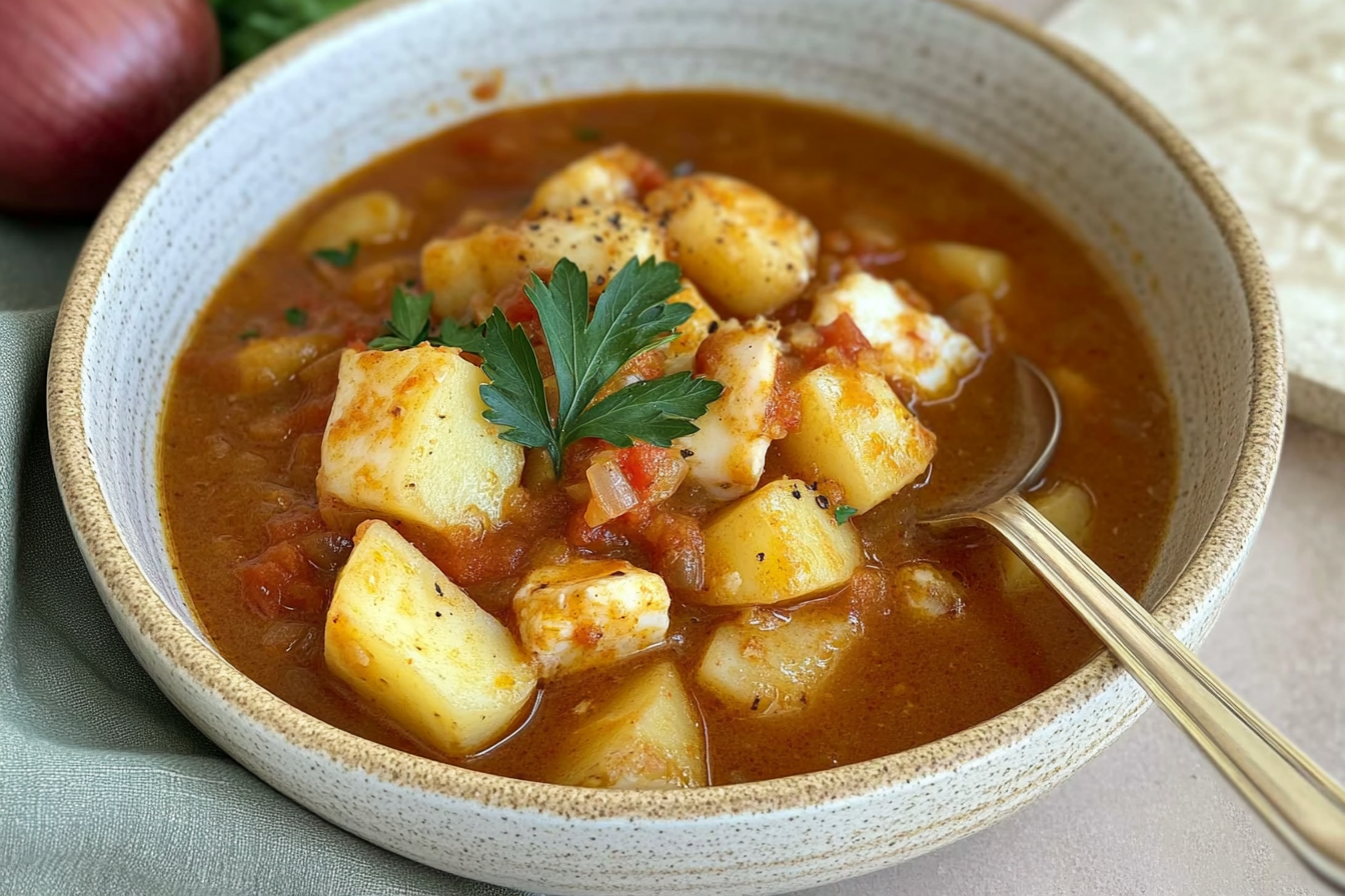 Guiso de pommes de terre merluza