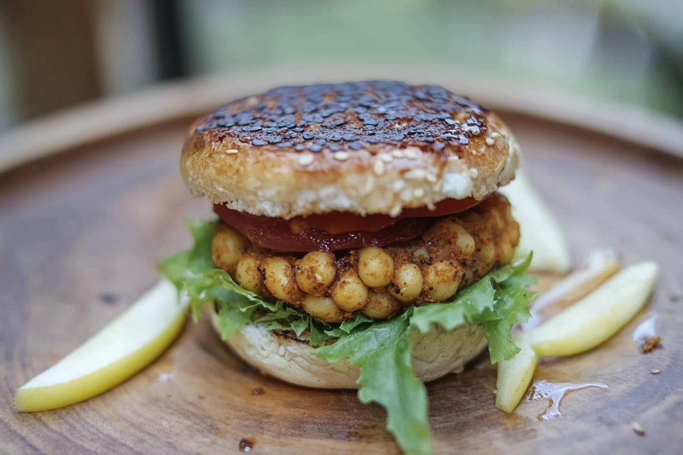 Hamburger de pois chiches et pomme