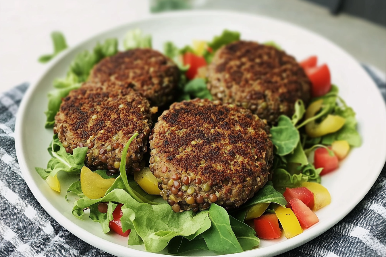 Hamburgers de lentilles et poivron