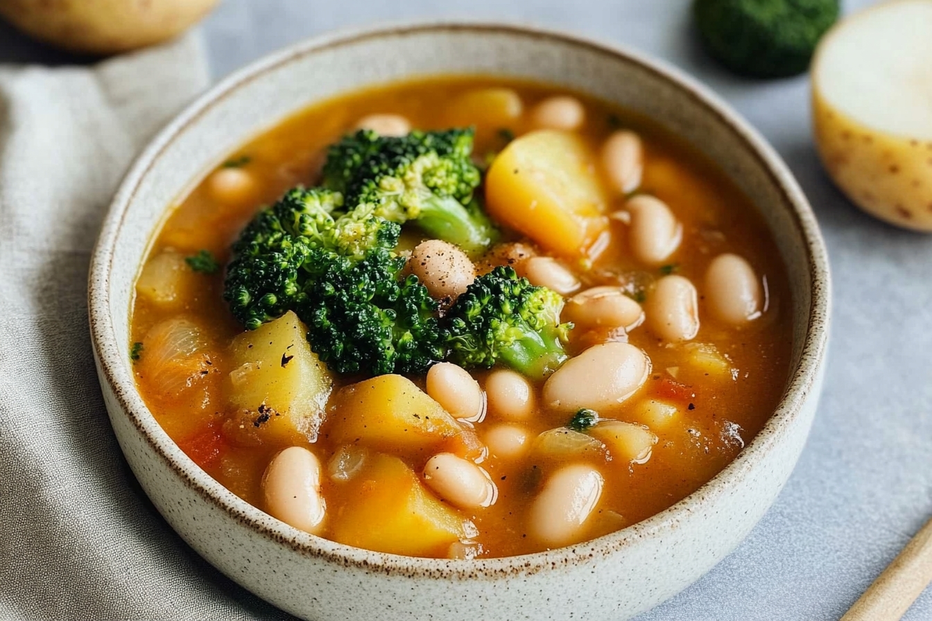 Judias blanches, pommes de terre et brocoli