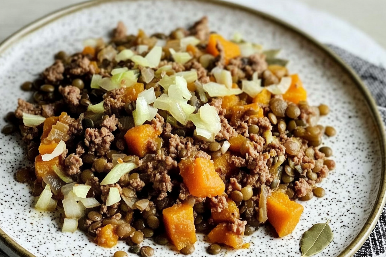 Lentilles à la courge et viande
