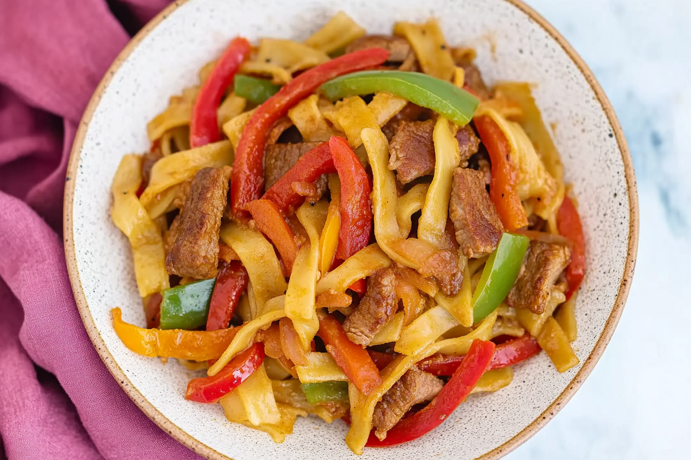 Nouilles de bœuf aux poivrons