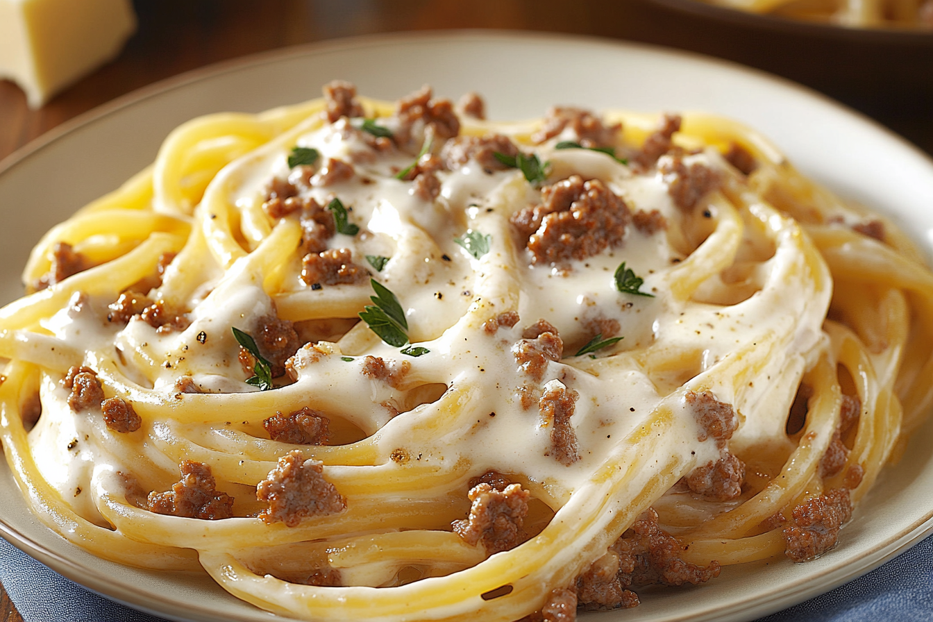 Pâtes à l'Alfredo au boeuf