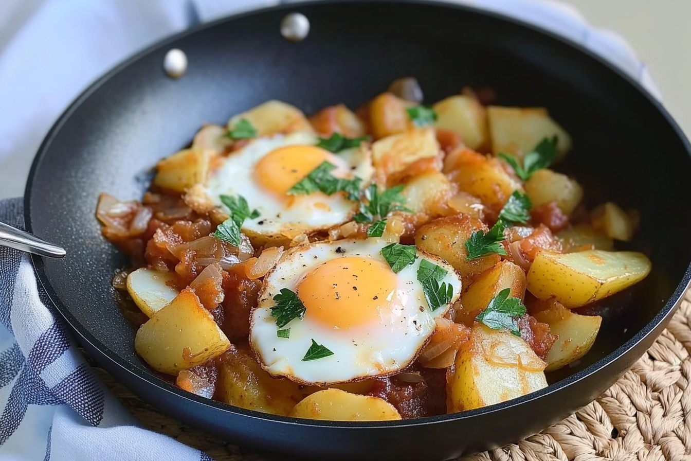 Poêlée de pommes de terre et œufs