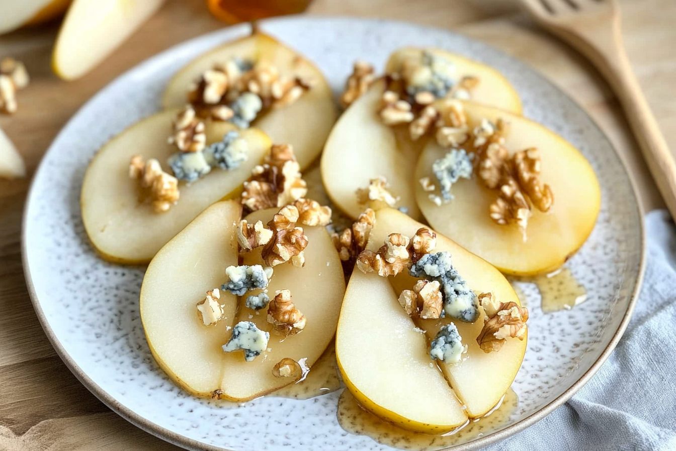 Poires au fromage bleu et miel