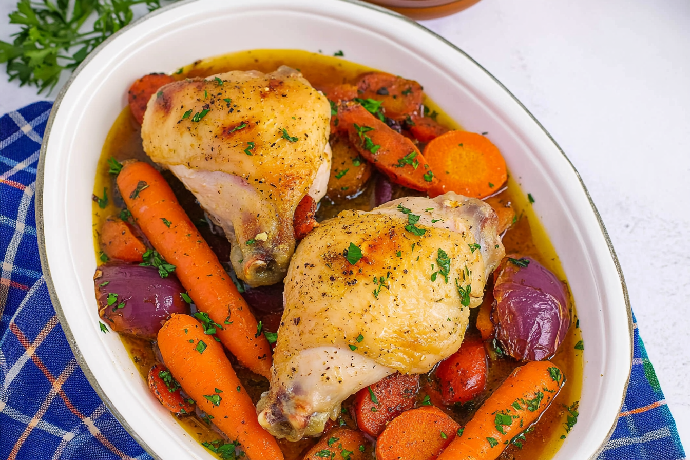 Poulet au four avec carottes