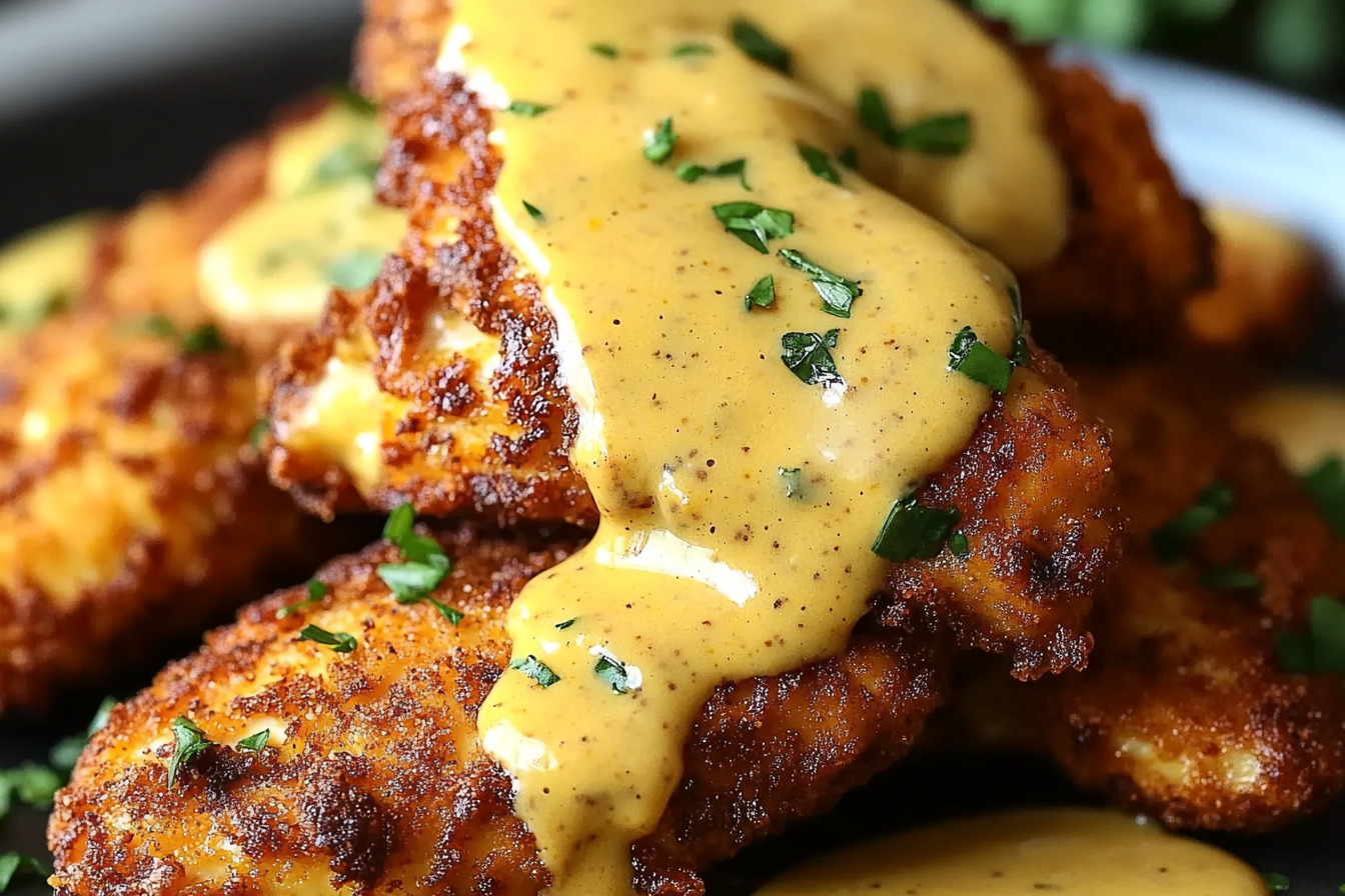 Poulet bretzel sauce moutarde cheddar