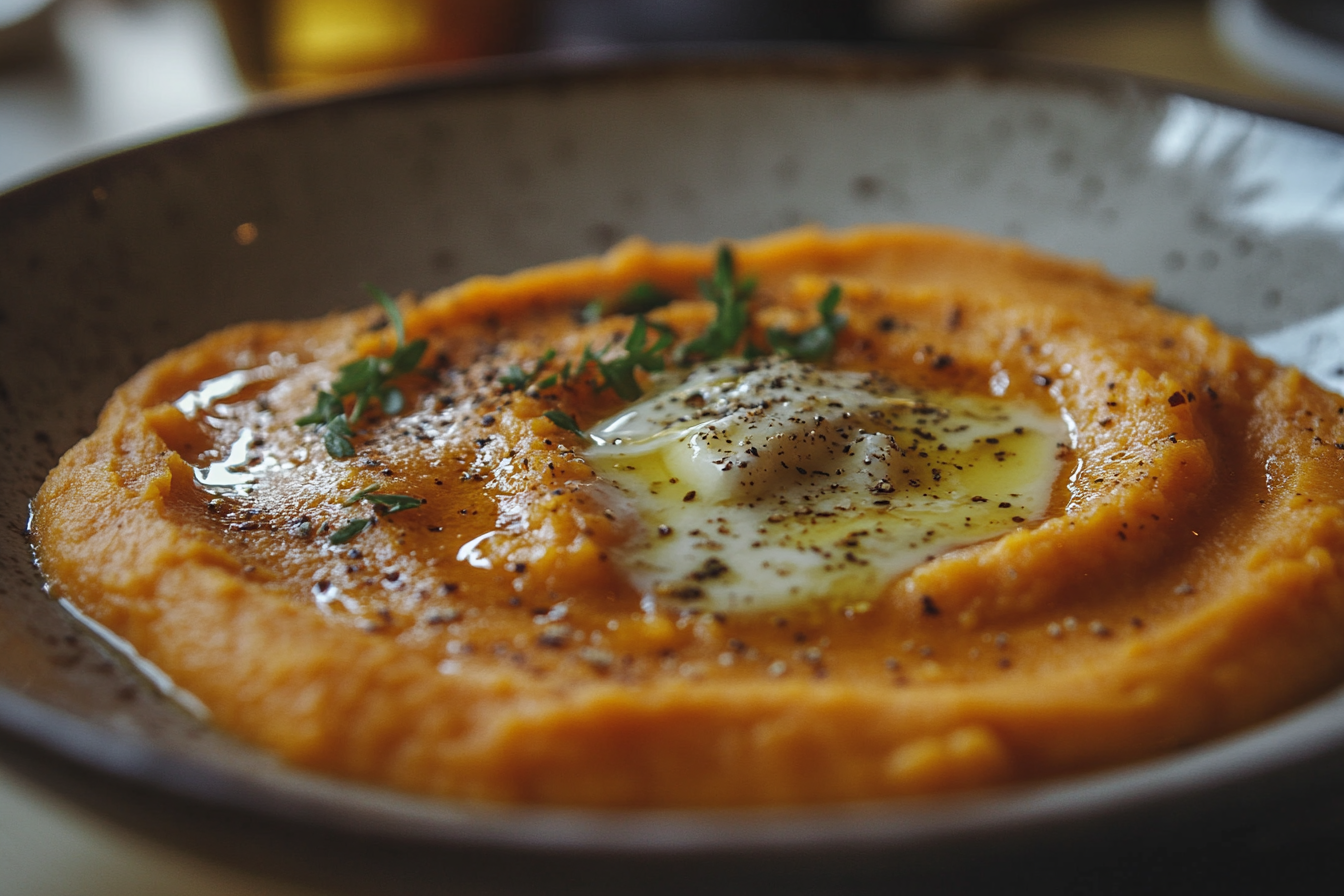 Purée de patate douce crémeuse
