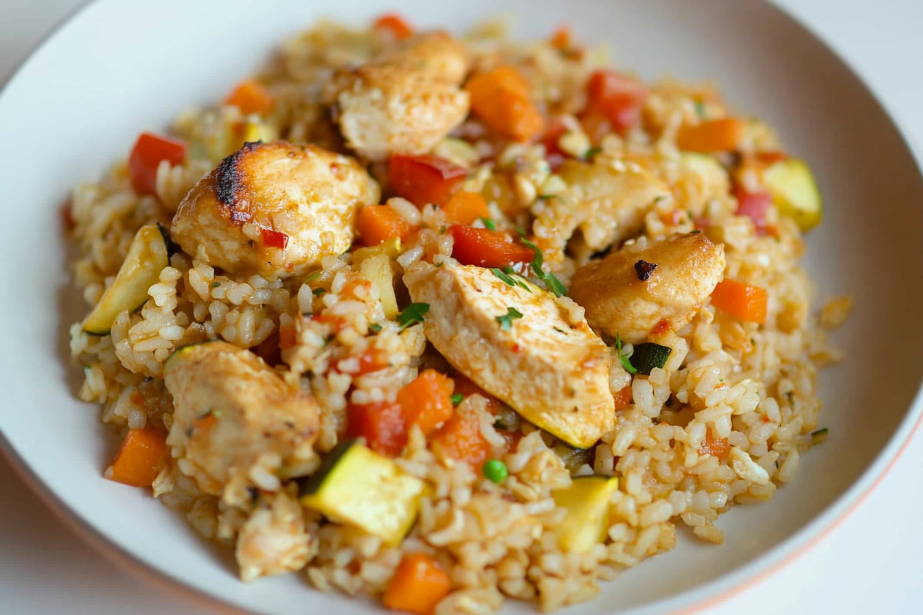 Riz au poulet et légumes