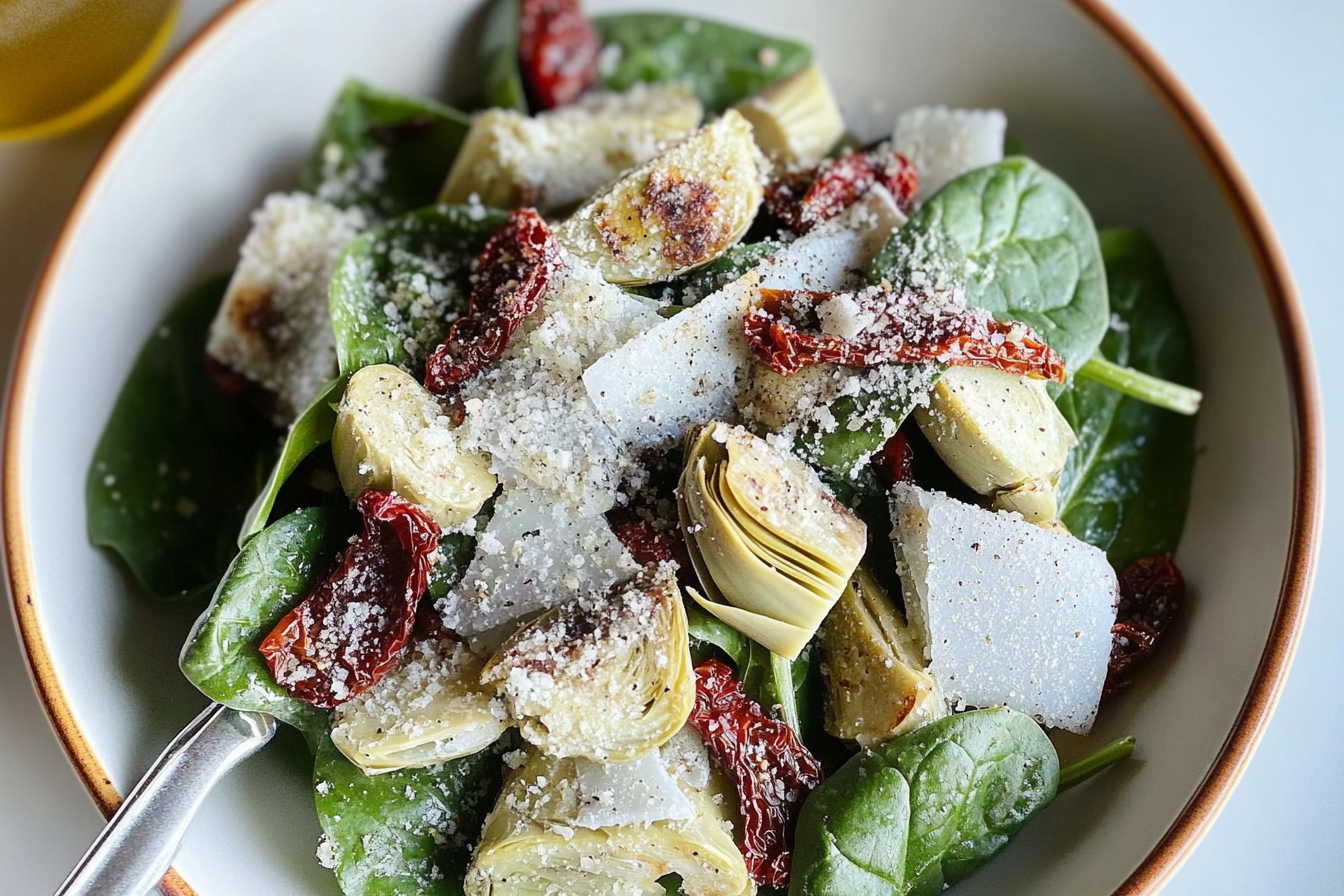 Salade de épinards et alcachofas