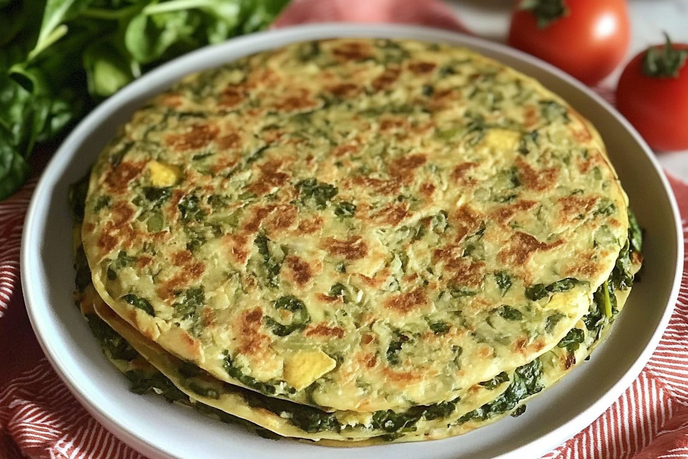 Tortilla aux épinards et fromage