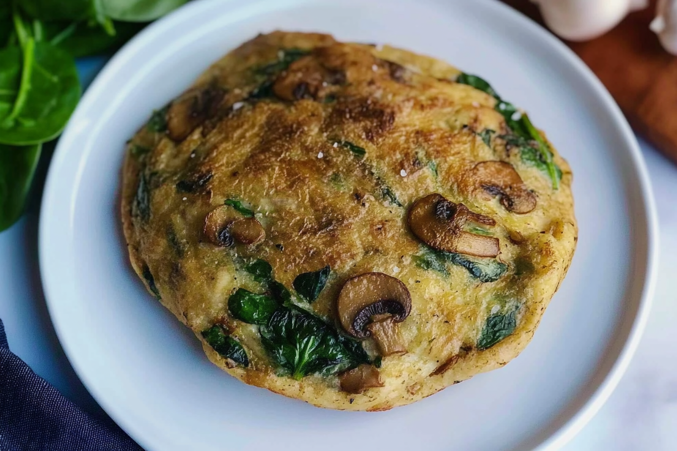 Tortilla de champignons et épinards