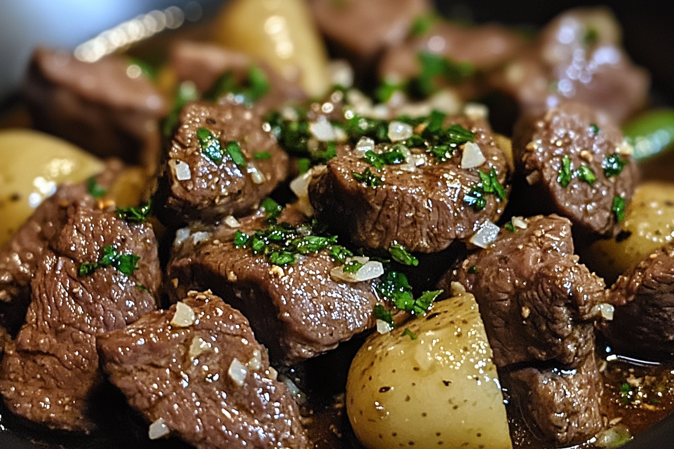 Boeuf à l'ail et pommes de terre