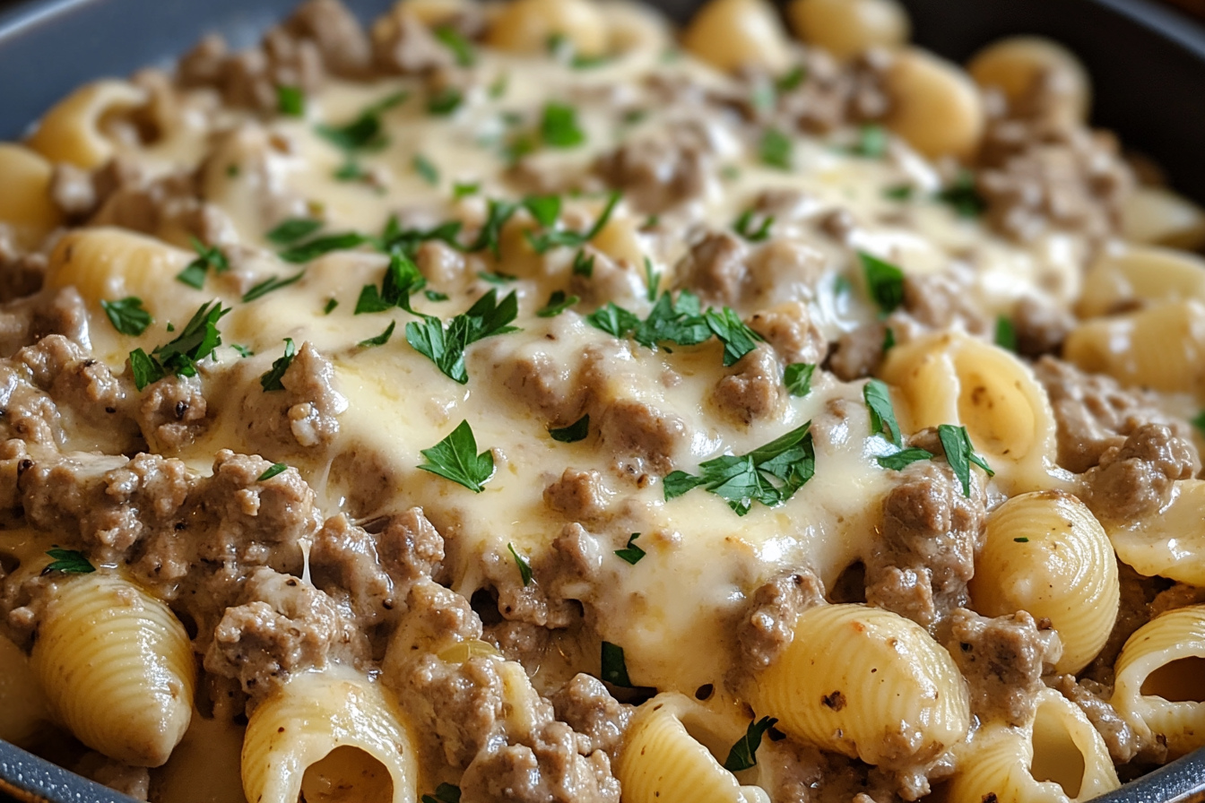 Boeuf crémeux aux pâtes coquilles
