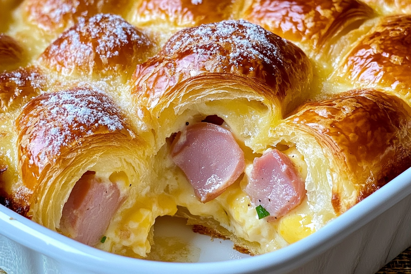 Casserole de croissants au jambon
