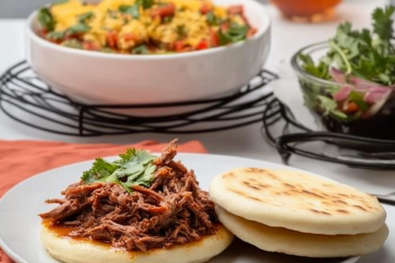 Arepas à la viande effilochée