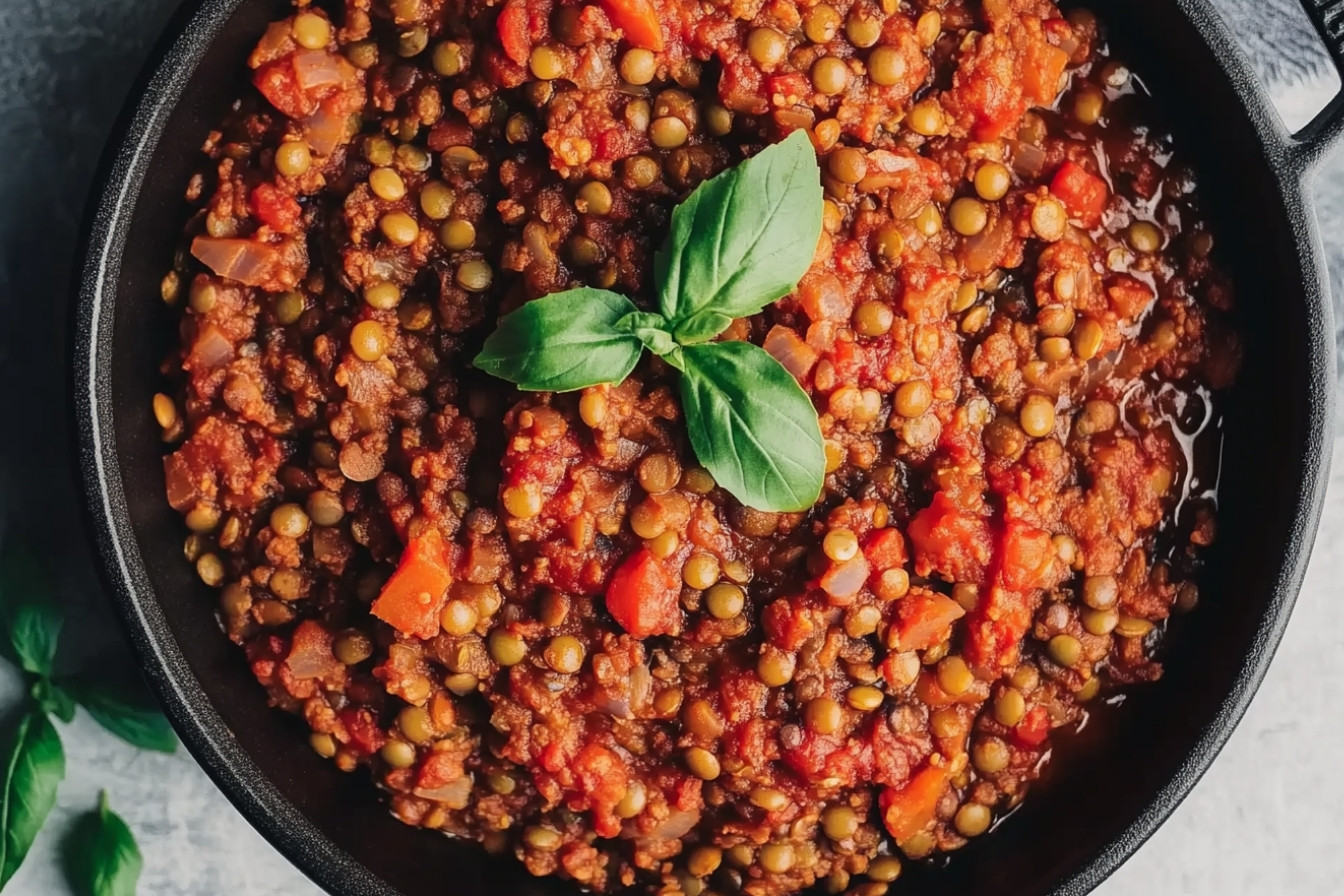 Bolognaise de lentilles véganes