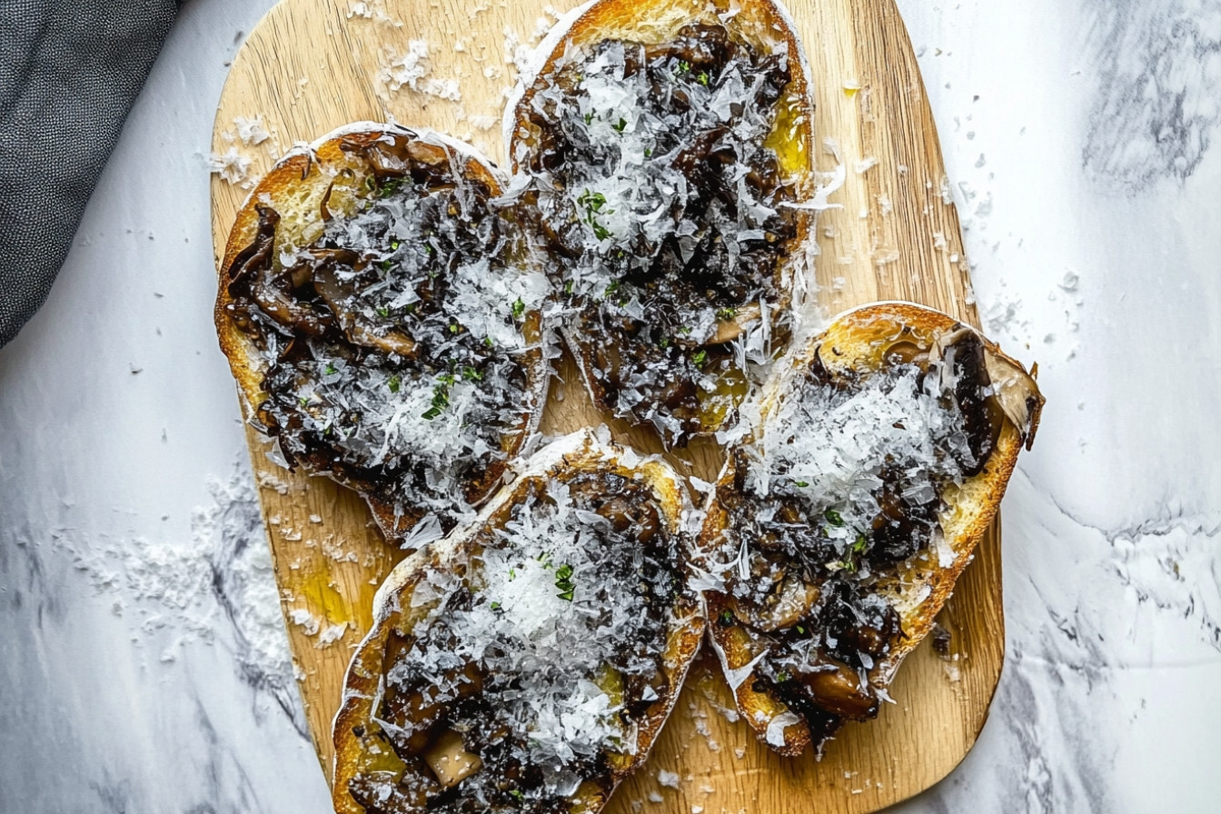 Bruschetta aux champignons rôti
