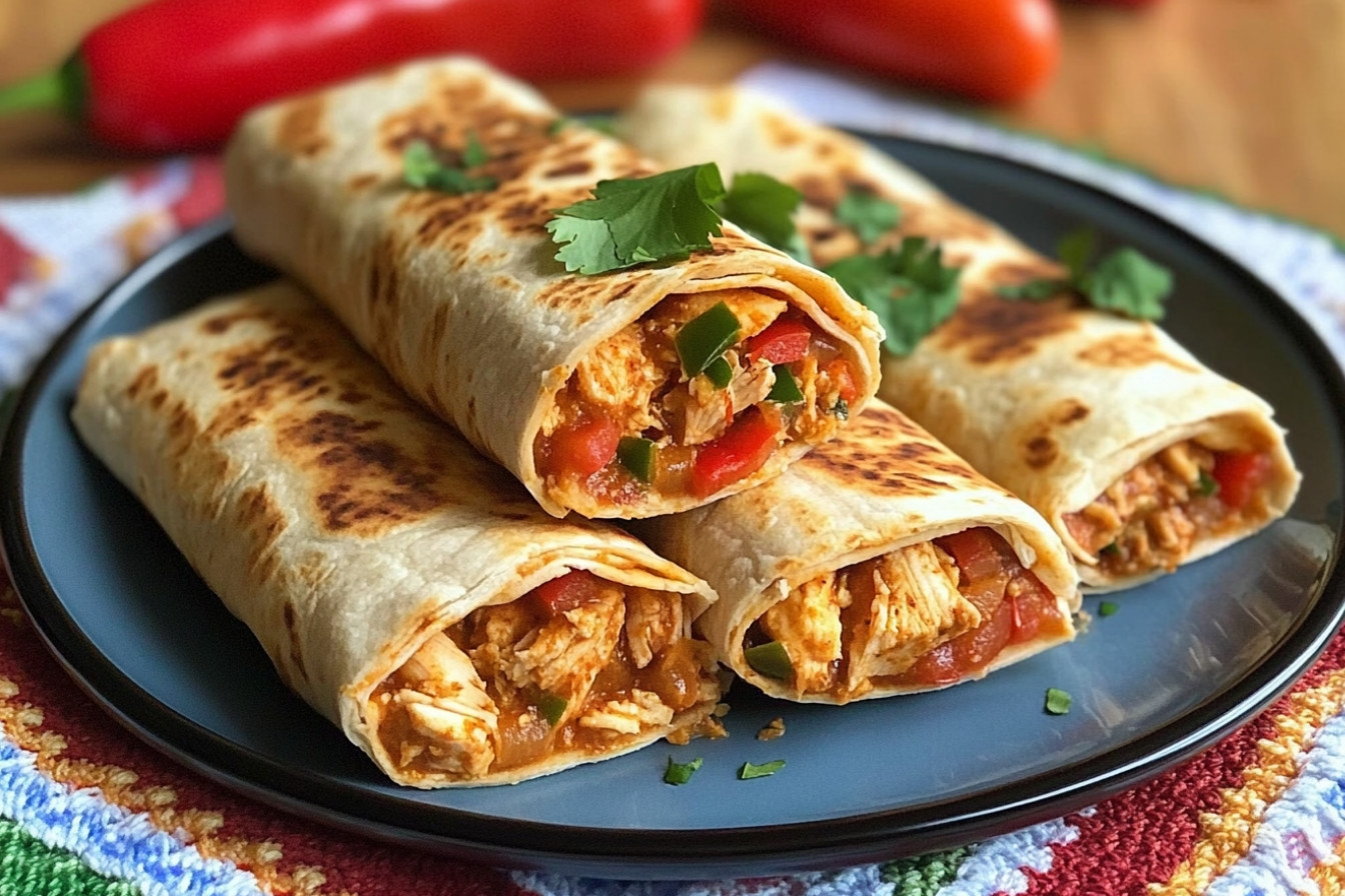 Burritos de poulet au fromage