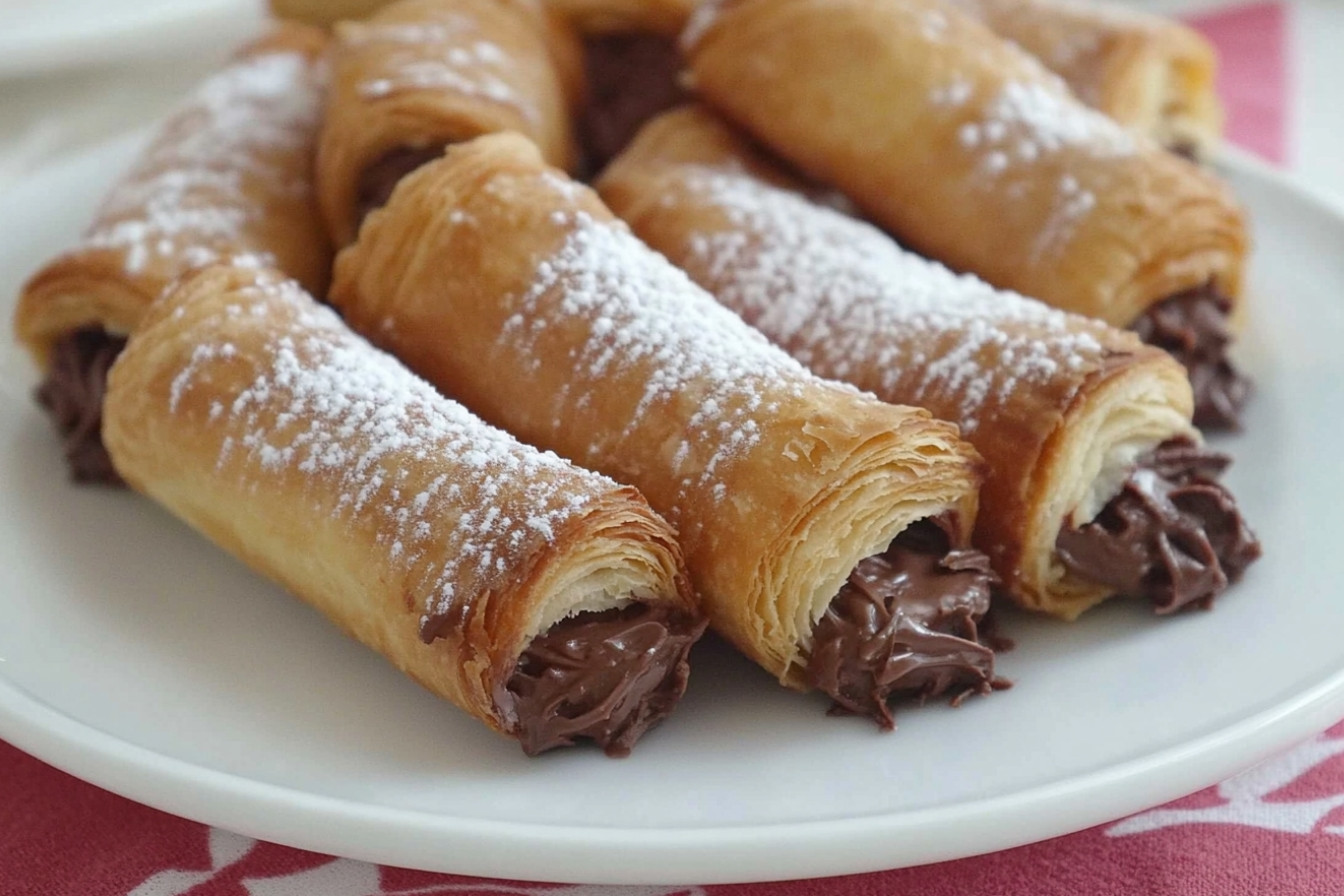 Cañas fritas rellenas de chocolat