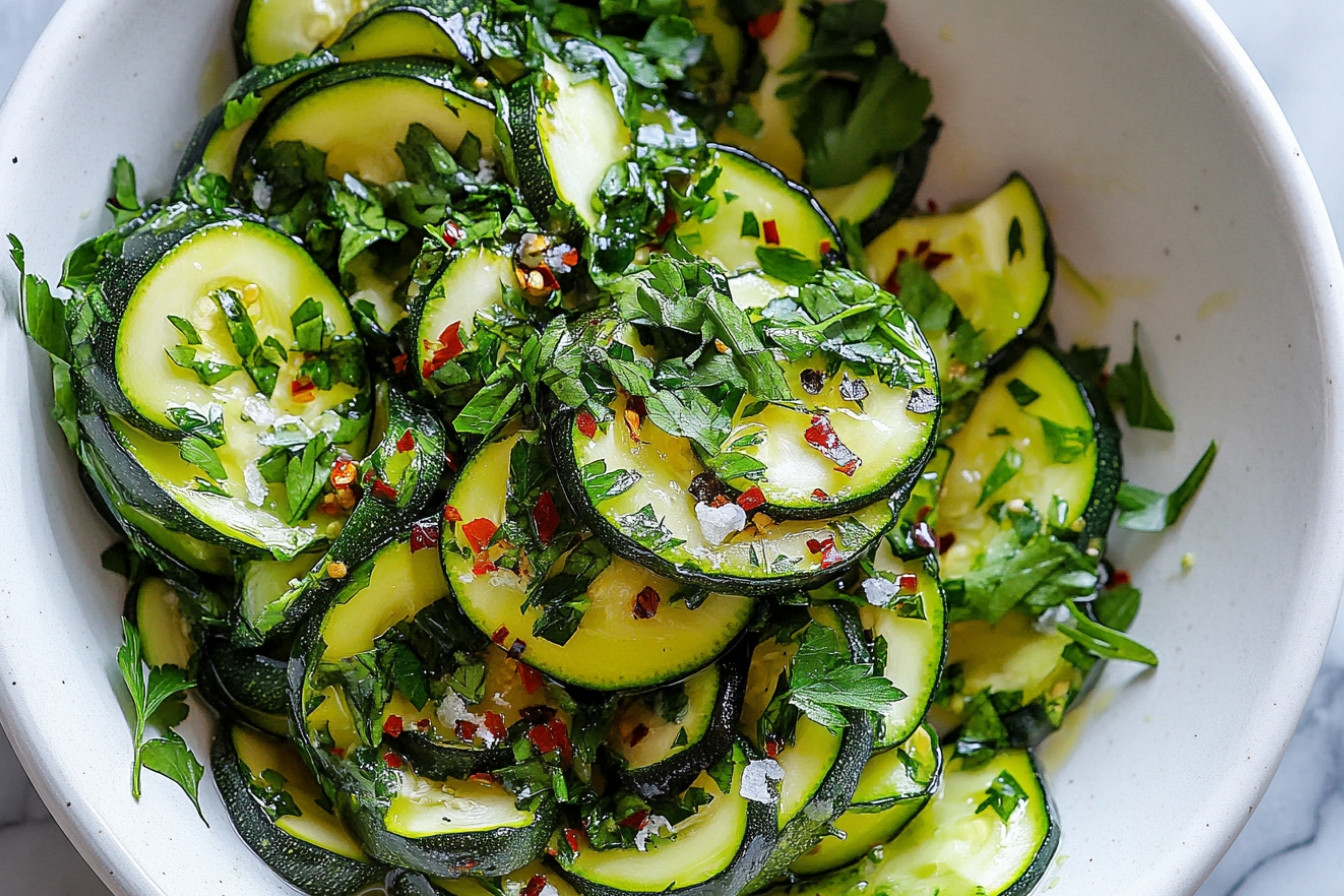 Courgettes marinées à l'ail