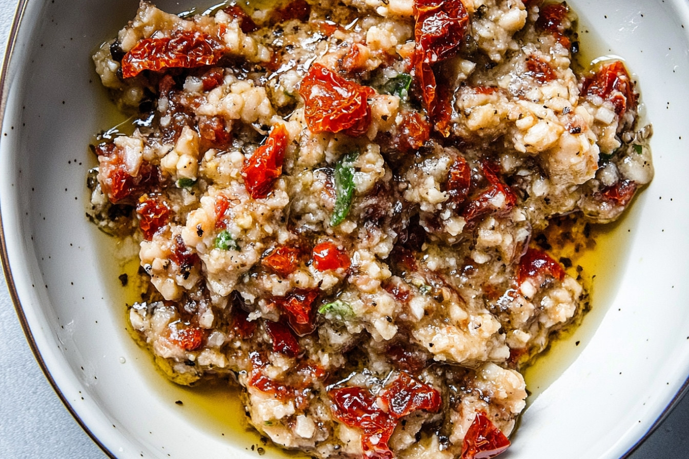 Crème d'aubergine et tomate sèche