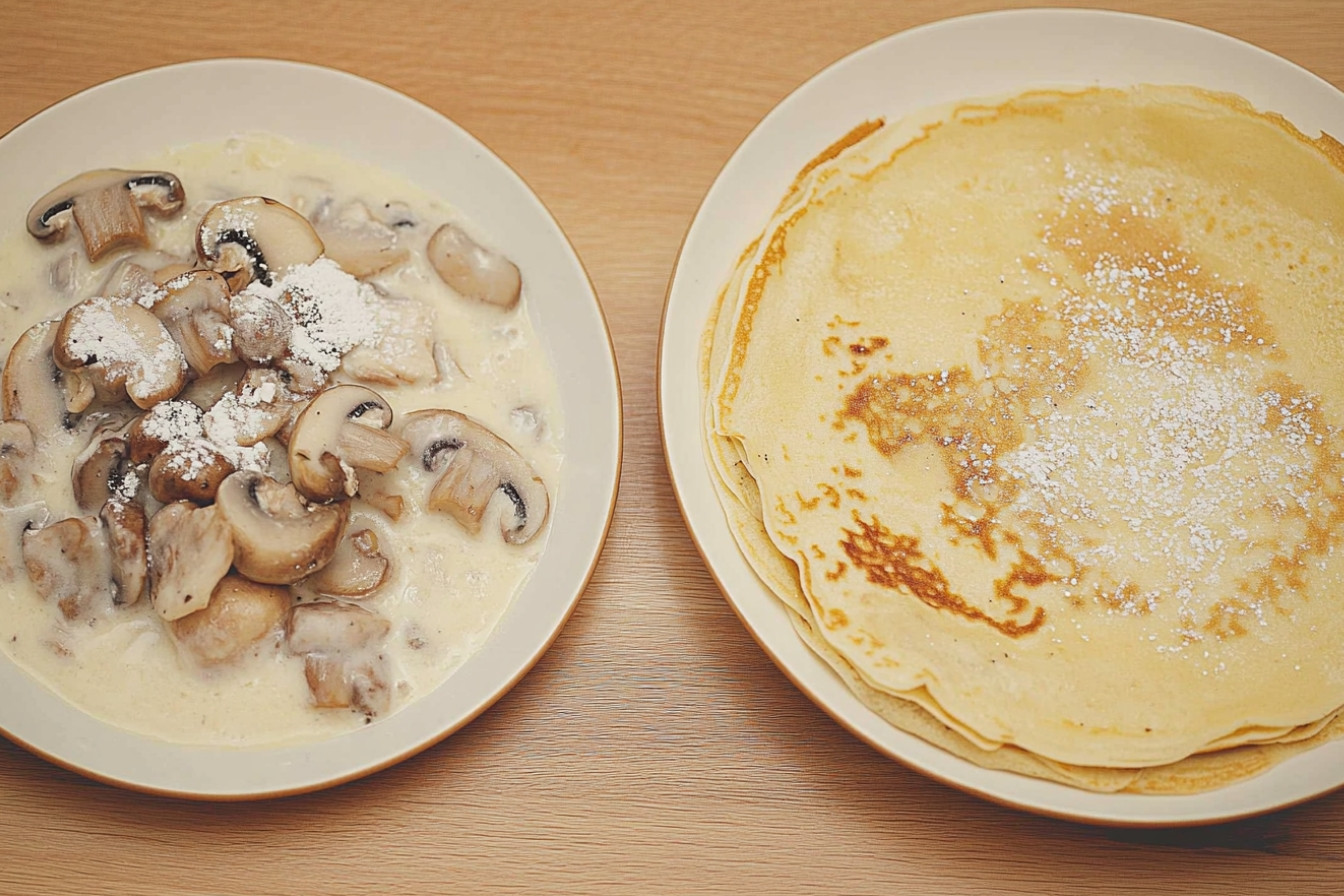 Crêpes au poulet et champignons